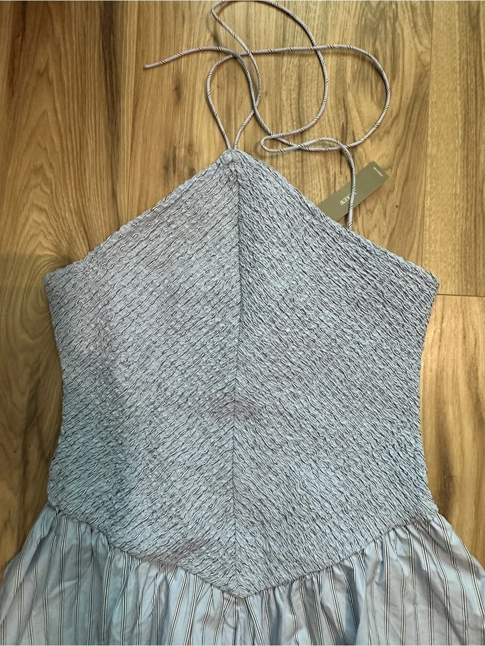 J. Crew Women’s Tall Smocked Halter Dress Stripe Blue Medium M Tall MT Maxi Midi